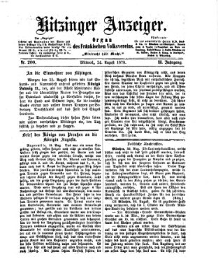 Kitzinger Anzeiger Mittwoch 24. August 1870