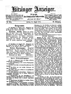 Kitzinger Anzeiger Freitag 26. August 1870