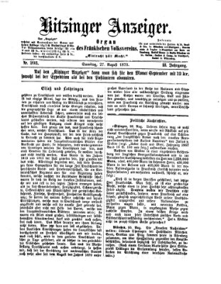 Kitzinger Anzeiger Samstag 27. August 1870