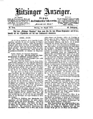 Kitzinger Anzeiger Sonntag 28. August 1870