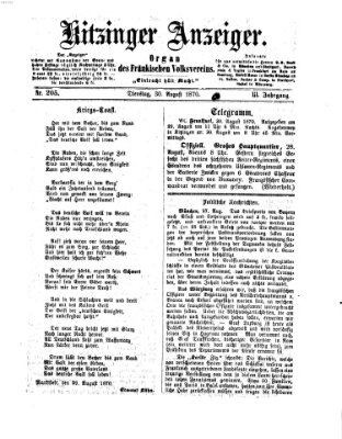 Kitzinger Anzeiger Dienstag 30. August 1870