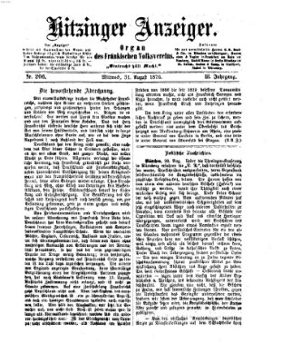 Kitzinger Anzeiger Mittwoch 31. August 1870