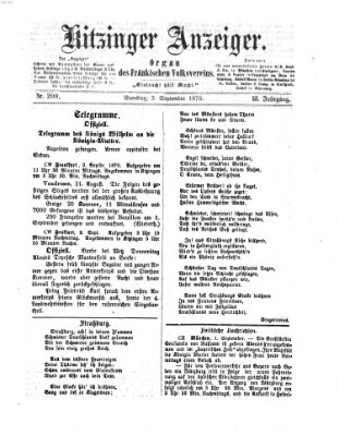 Kitzinger Anzeiger Samstag 3. September 1870