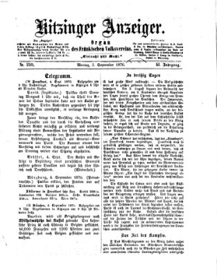 Kitzinger Anzeiger Montag 5. September 1870