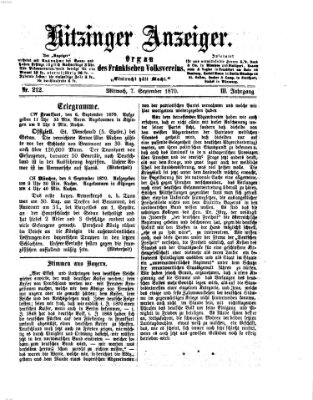 Kitzinger Anzeiger Mittwoch 7. September 1870