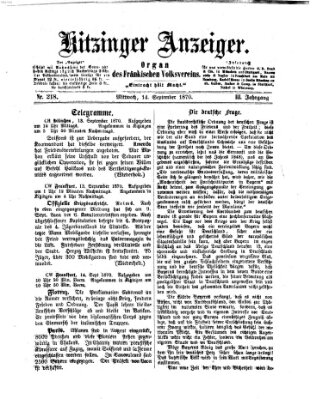 Kitzinger Anzeiger Mittwoch 14. September 1870