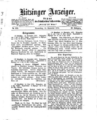 Kitzinger Anzeiger Donnerstag 15. September 1870