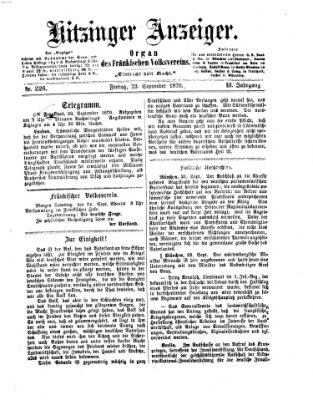 Kitzinger Anzeiger Freitag 23. September 1870