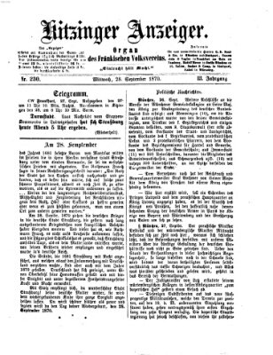 Kitzinger Anzeiger Mittwoch 28. September 1870