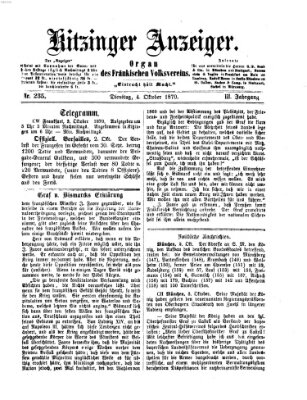 Kitzinger Anzeiger Dienstag 4. Oktober 1870