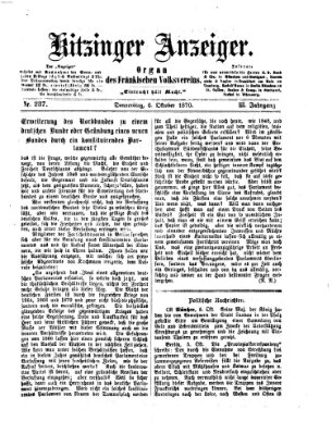 Kitzinger Anzeiger Donnerstag 6. Oktober 1870