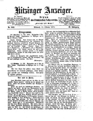 Kitzinger Anzeiger Mittwoch 12. Oktober 1870