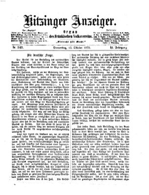 Kitzinger Anzeiger Donnerstag 13. Oktober 1870