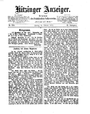 Kitzinger Anzeiger Freitag 21. Oktober 1870