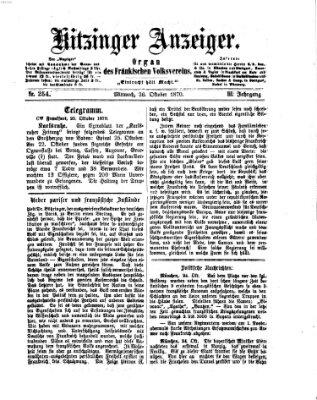 Kitzinger Anzeiger Mittwoch 26. Oktober 1870