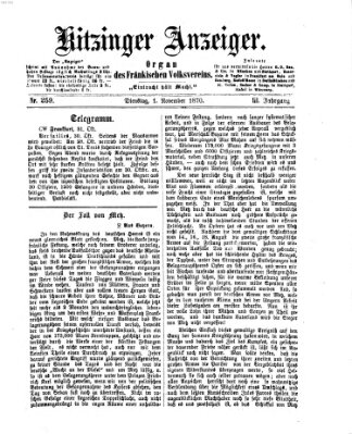 Kitzinger Anzeiger Dienstag 1. November 1870