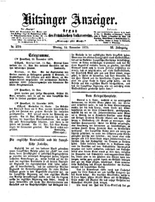 Kitzinger Anzeiger Montag 14. November 1870