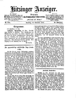 Kitzinger Anzeiger Samstag 19. November 1870