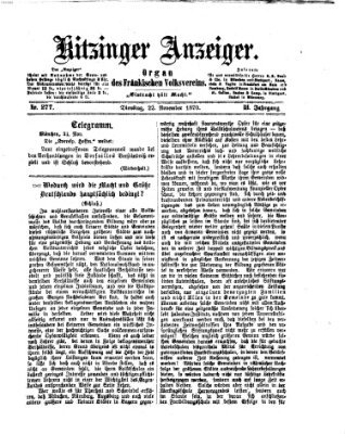 Kitzinger Anzeiger Dienstag 22. November 1870