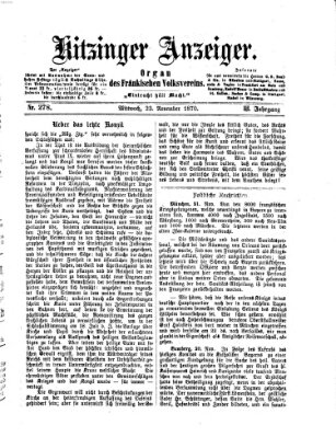 Kitzinger Anzeiger Mittwoch 23. November 1870