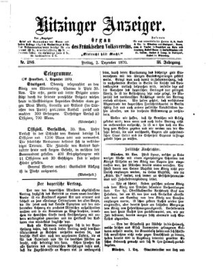 Kitzinger Anzeiger Freitag 2. Dezember 1870