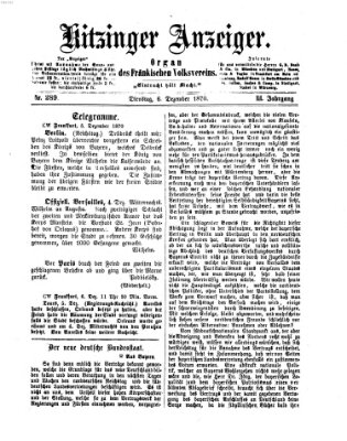 Kitzinger Anzeiger Dienstag 6. Dezember 1870