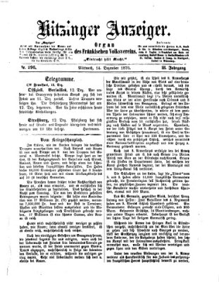 Kitzinger Anzeiger Mittwoch 14. Dezember 1870