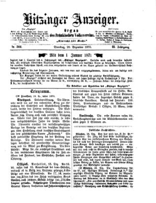 Kitzinger Anzeiger Dienstag 20. Dezember 1870