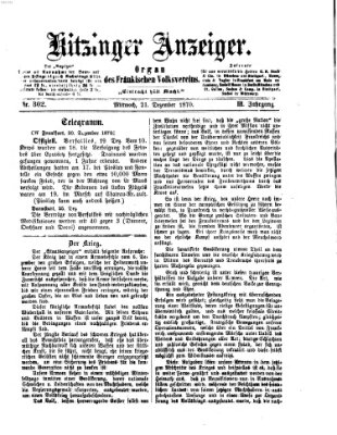 Kitzinger Anzeiger Mittwoch 21. Dezember 1870