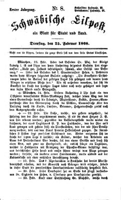 Schwäbische Eilpost Dienstag 25. Februar 1868