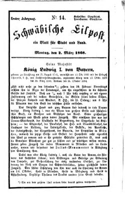 Schwäbische Eilpost Montag 2. März 1868