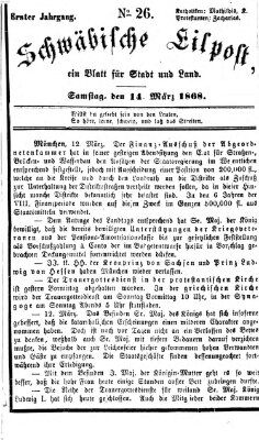 Schwäbische Eilpost Samstag 14. März 1868