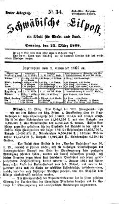 Schwäbische Eilpost Sonntag 22. März 1868