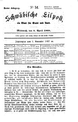 Schwäbische Eilpost Mittwoch 8. April 1868