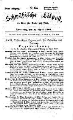 Schwäbische Eilpost Donnerstag 23. April 1868