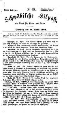 Schwäbische Eilpost Dienstag 28. April 1868