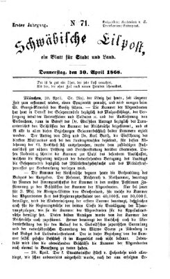 Schwäbische Eilpost Donnerstag 30. April 1868