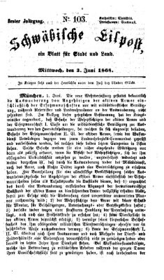 Schwäbische Eilpost Mittwoch 3. Juni 1868