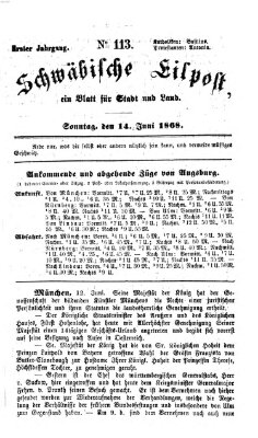 Schwäbische Eilpost Sonntag 14. Juni 1868