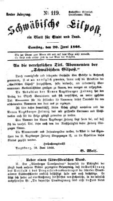 Schwäbische Eilpost Samstag 20. Juni 1868