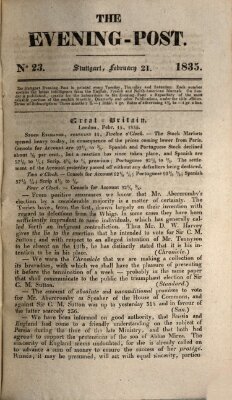 The evening-post Samstag 21. Februar 1835