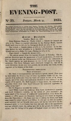 The evening-post Samstag 21. März 1835