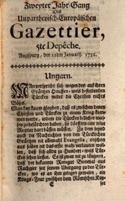 Der europäische Gazettier (Der europäische Postilion) Sonntag 29. Januar 1736