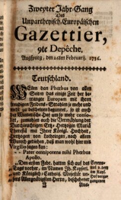 Der europäische Gazettier (Der europäische Postilion) Sonntag 26. Februar 1736