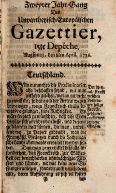 Der europäische Gazettier (Der europäische Postilion) Sonntag 8. April 1736