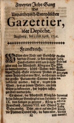 Der europäische Gazettier (Der europäische Postilion) Sonntag 15. April 1736