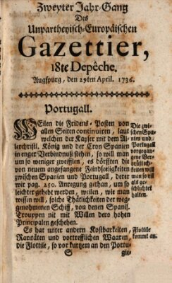 Der europäische Gazettier (Der europäische Postilion) Sonntag 29. April 1736