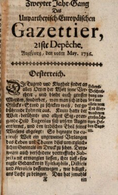 Der europäische Gazettier (Der europäische Postilion) Sonntag 20. Mai 1736