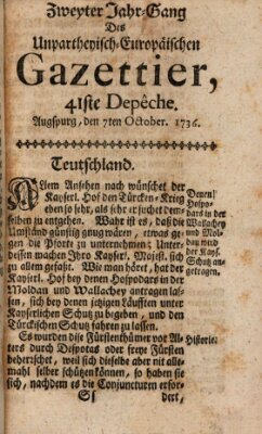 Der europäische Gazettier (Der europäische Postilion) Sonntag 7. Oktober 1736