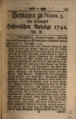 Kurzgefaßter Auszug der neuesten Weltgeschichte (Erlanger Real-Zeitung) Freitag 19. Januar 1742